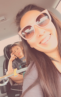Grina Hwang with her son