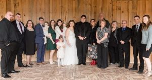 Rachel and her family at her wedding